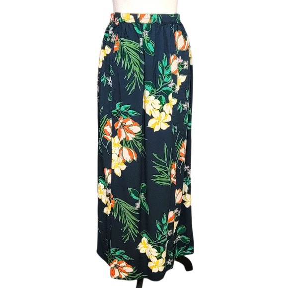 Patrons of Peace Green Floral Maxi Skirt Womens‎ Sz S Tropical Double Slit Long - Picture 6 of 8